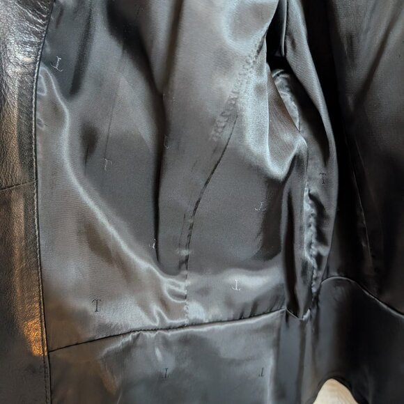 Talbots Black Leather Peplum Zip Jacket Lamb Skin Buttery-Soft Leather Size 14P - Picture 10 of 12